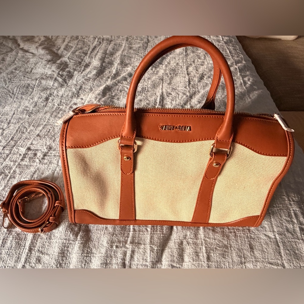 Saint and Sofia SLOANE MEDIUM BAG - BROWN/CREAM